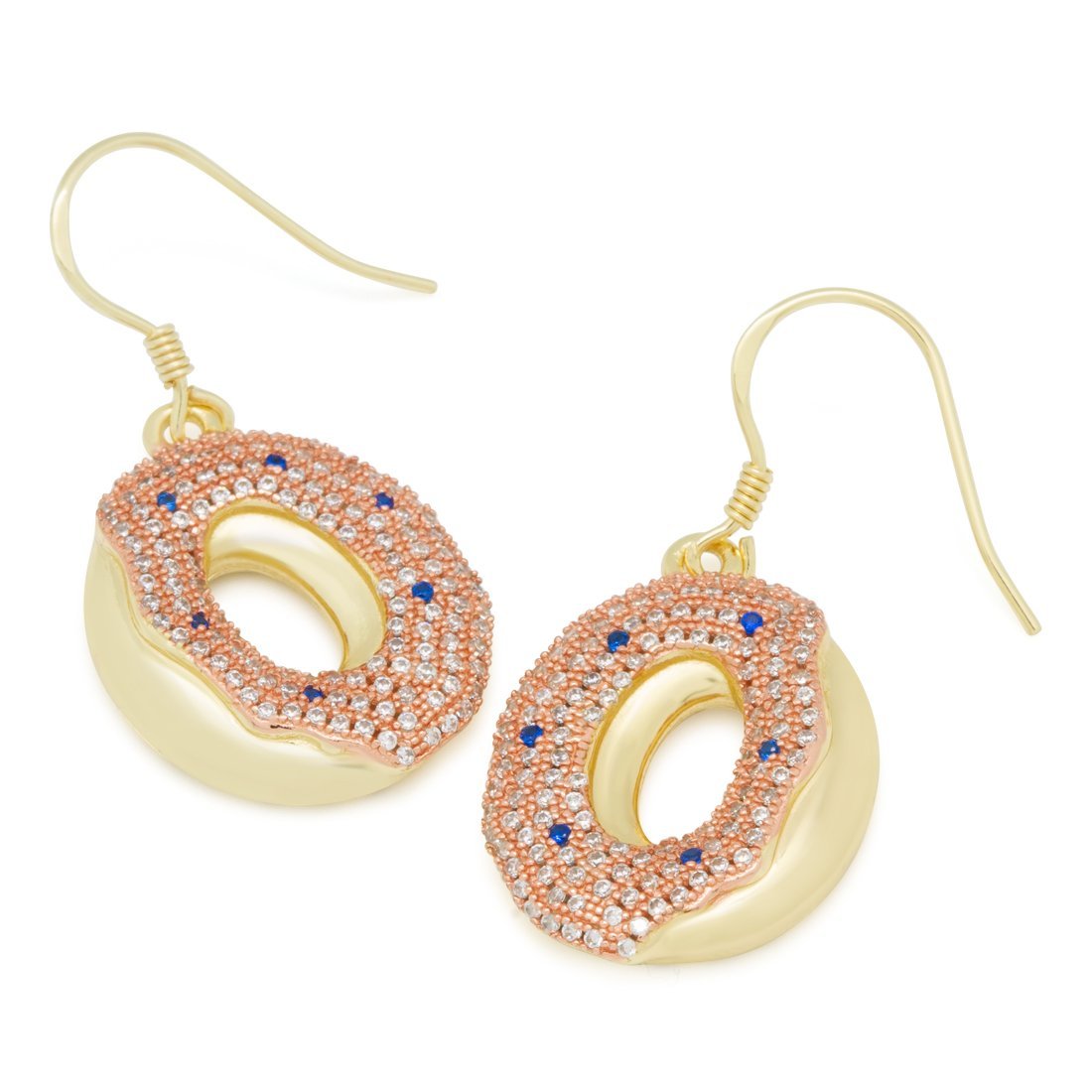 Donut Hanging Earrings  in  14K Gold by King Ice