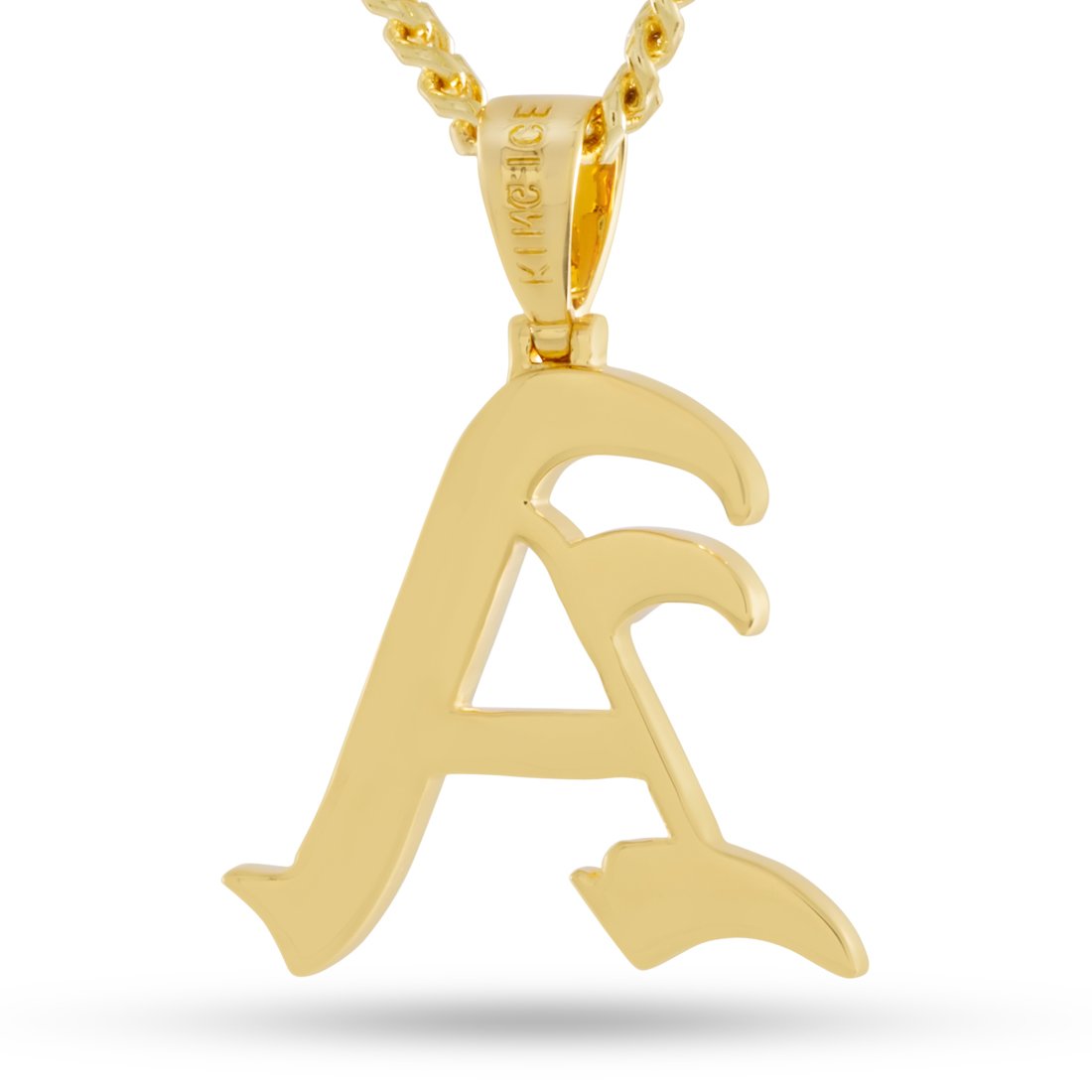 Old English Letter "A" Necklace  in  14K Gold / 1.5" by King Ice