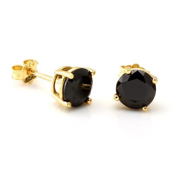 Onyx Brilliant-Cut Stud Earrings  in  Sterling Silver / 14K Vermeil / 5mm by King Ice