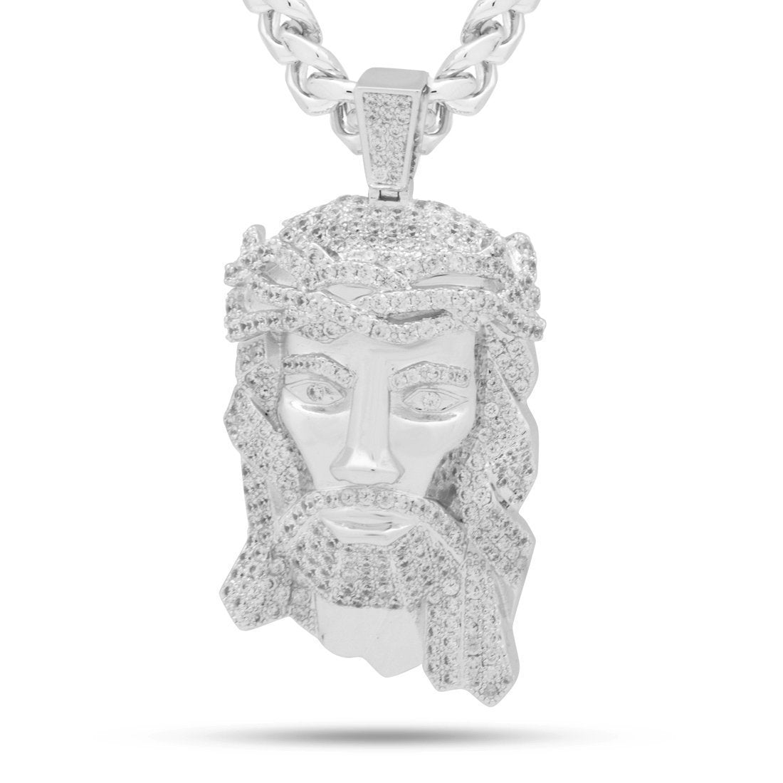 Our Savior Necklace  in  White Gold / 2.5" by King Ice