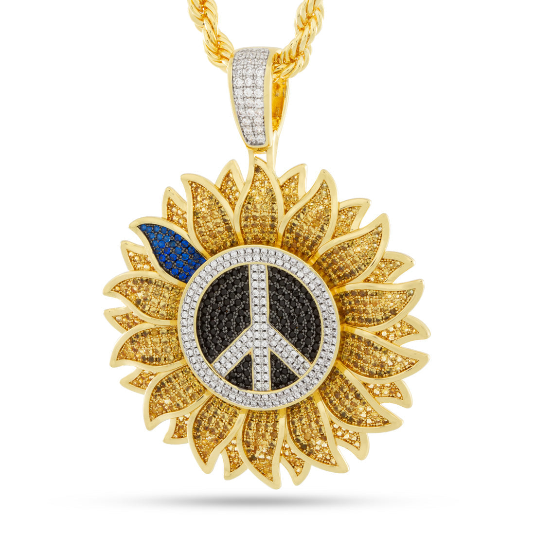 Peace for Ukraine Necklace  in  14K Gold / 2.4" by King Ice