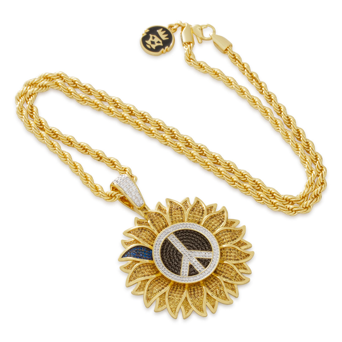 Peace for Ukraine Necklace  in  14K Gold / 2.4" by King Ice