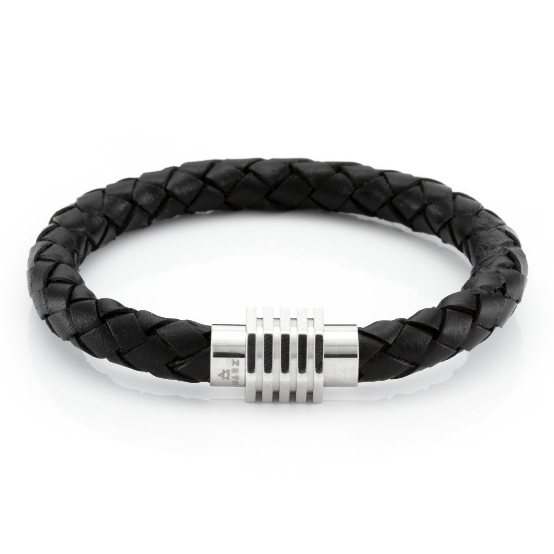 Piston Bracelet by MARZ  in  Leather / White Gold / 8" by King Ice