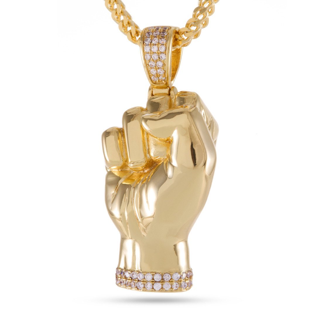 Power Fist Necklace  in  14K Gold / 1.8" by King Ice