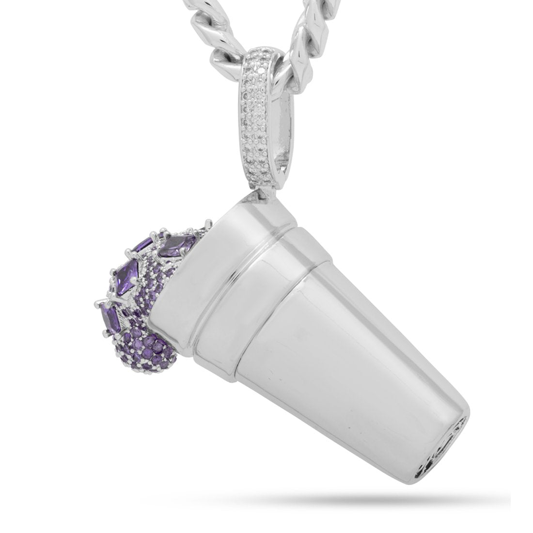 Purple Drank Necklace  in  White Gold / 2.4" by King Ice