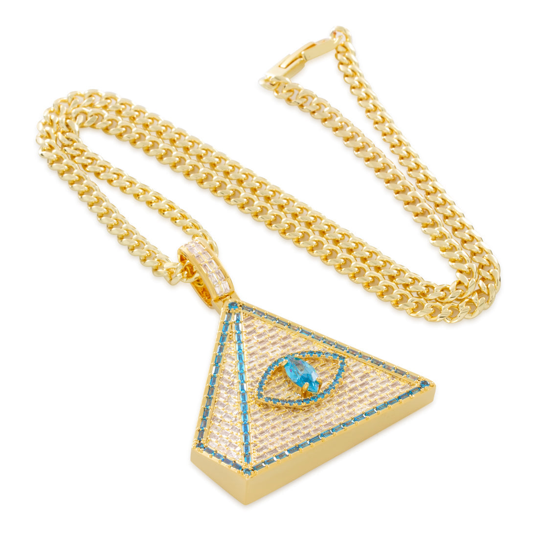 Pyramid of Enlightenment Necklace  in  14K Gold / 2.5" by King Ice