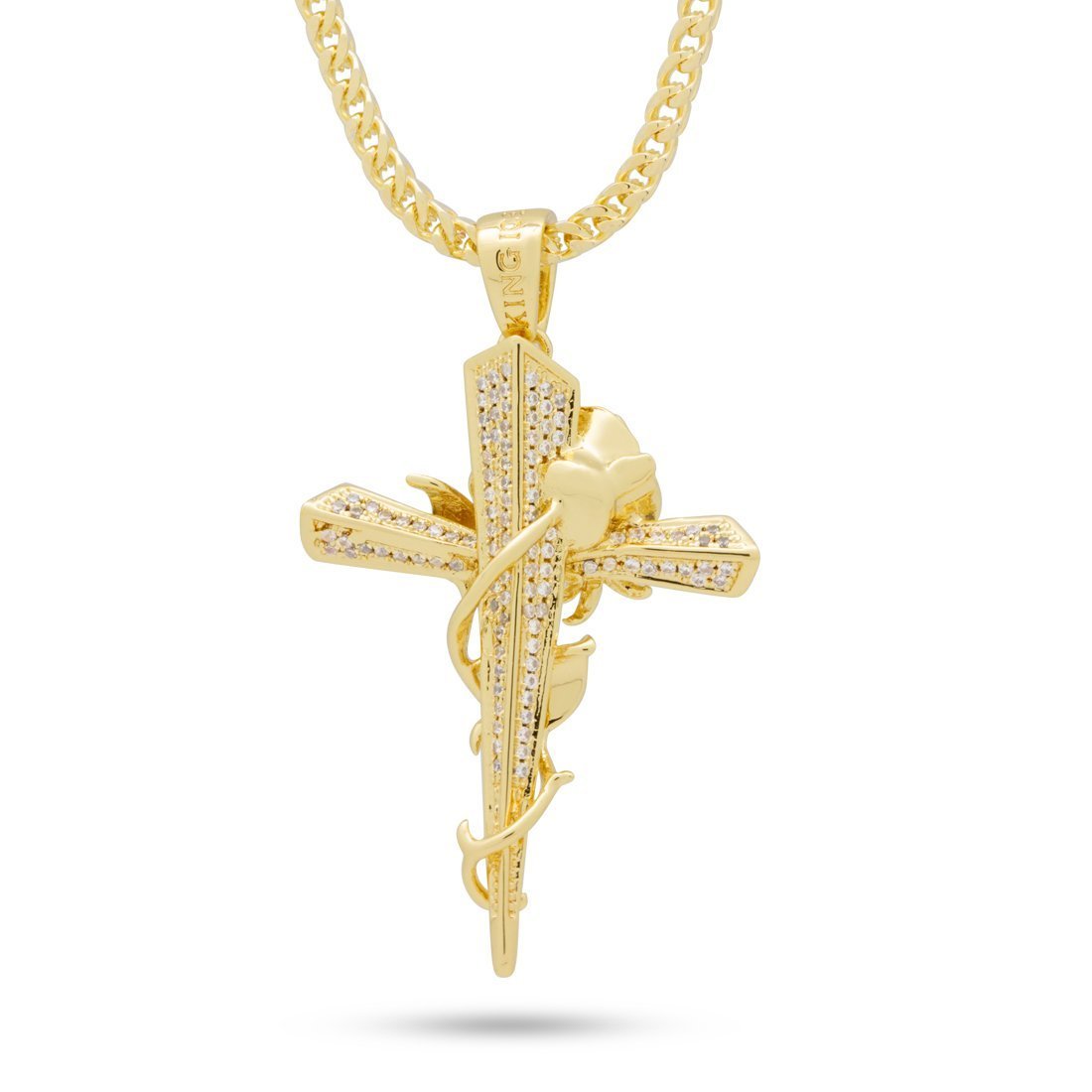 Rose Thorned Cross Necklace  in  by King Ice