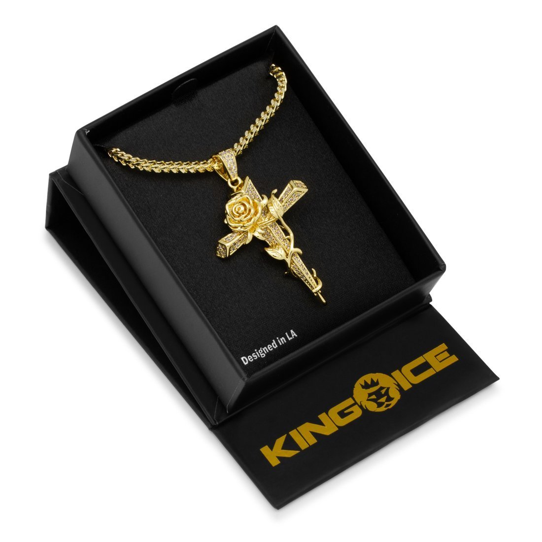 Rose Thorned Cross Necklace  in  by King Ice