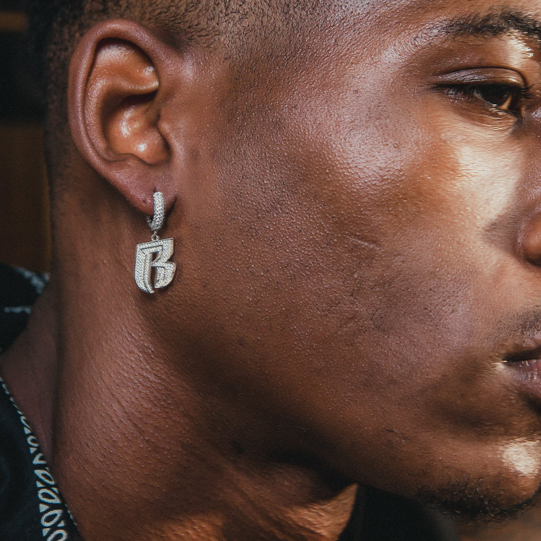 Ruff Ryders x King Ice - Hanging Logo Earrings  in  by King Ice