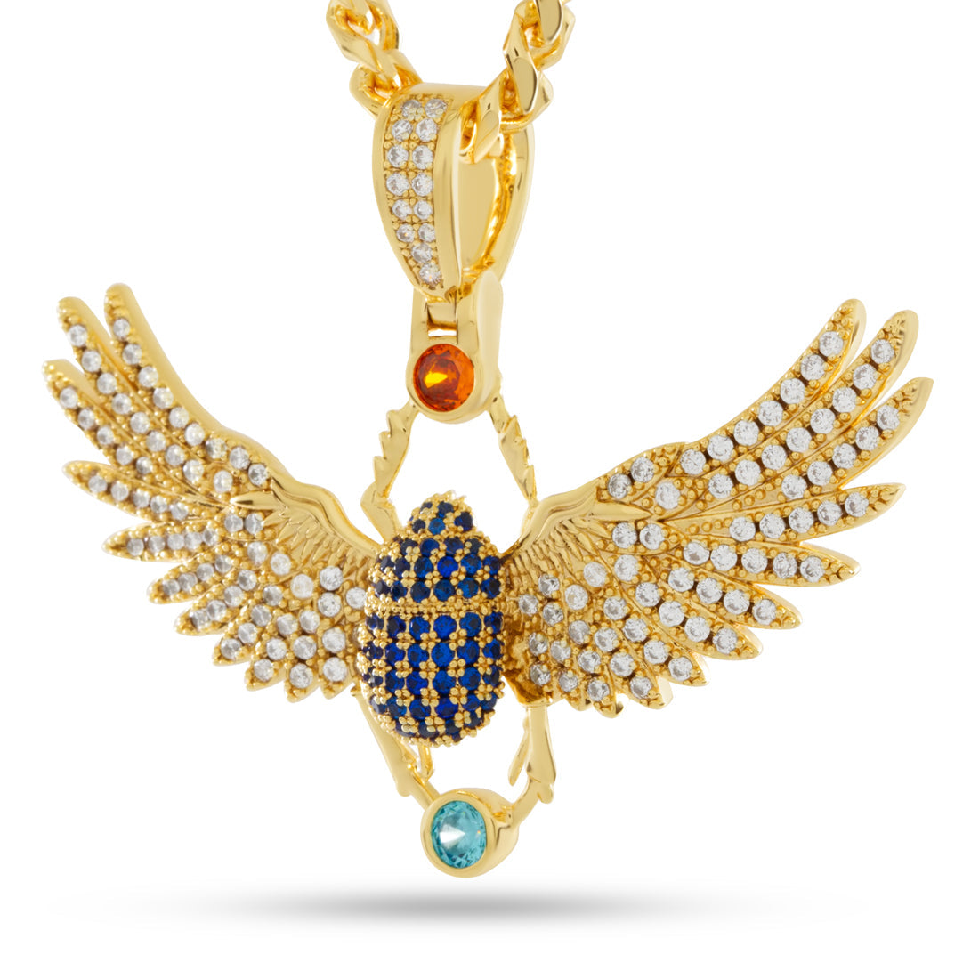 Scarab of Khepri Necklace  in  14K Gold / 1.8" by King Ice