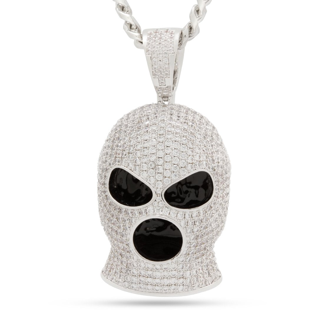 Ski Mask Goon Necklace  in  White Gold / 1.1" by King Ice