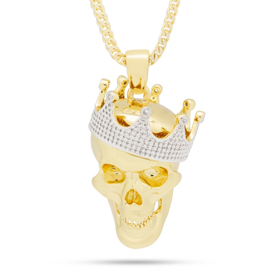 Skull King Necklace  in  14K Gold / 1.9" by King Ice