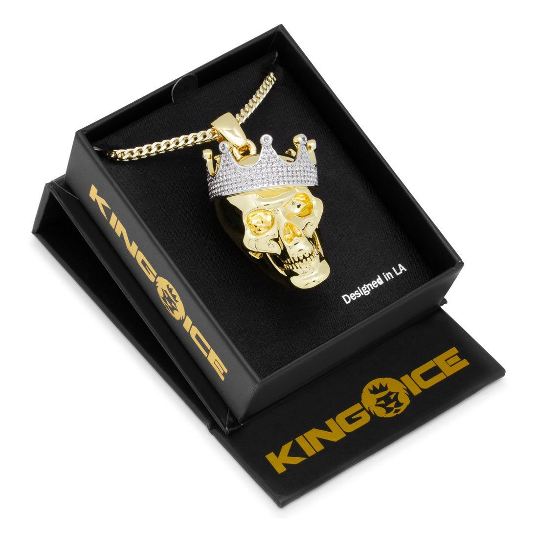 Skull King Necklace  in  14K Gold / 1.9" by King Ice