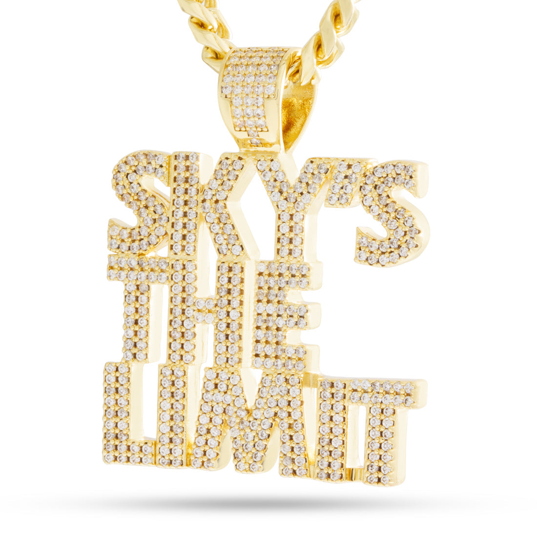 Sky's The Limit Necklace  in  Gold Plated / 14K Gold / 2" by King Ice