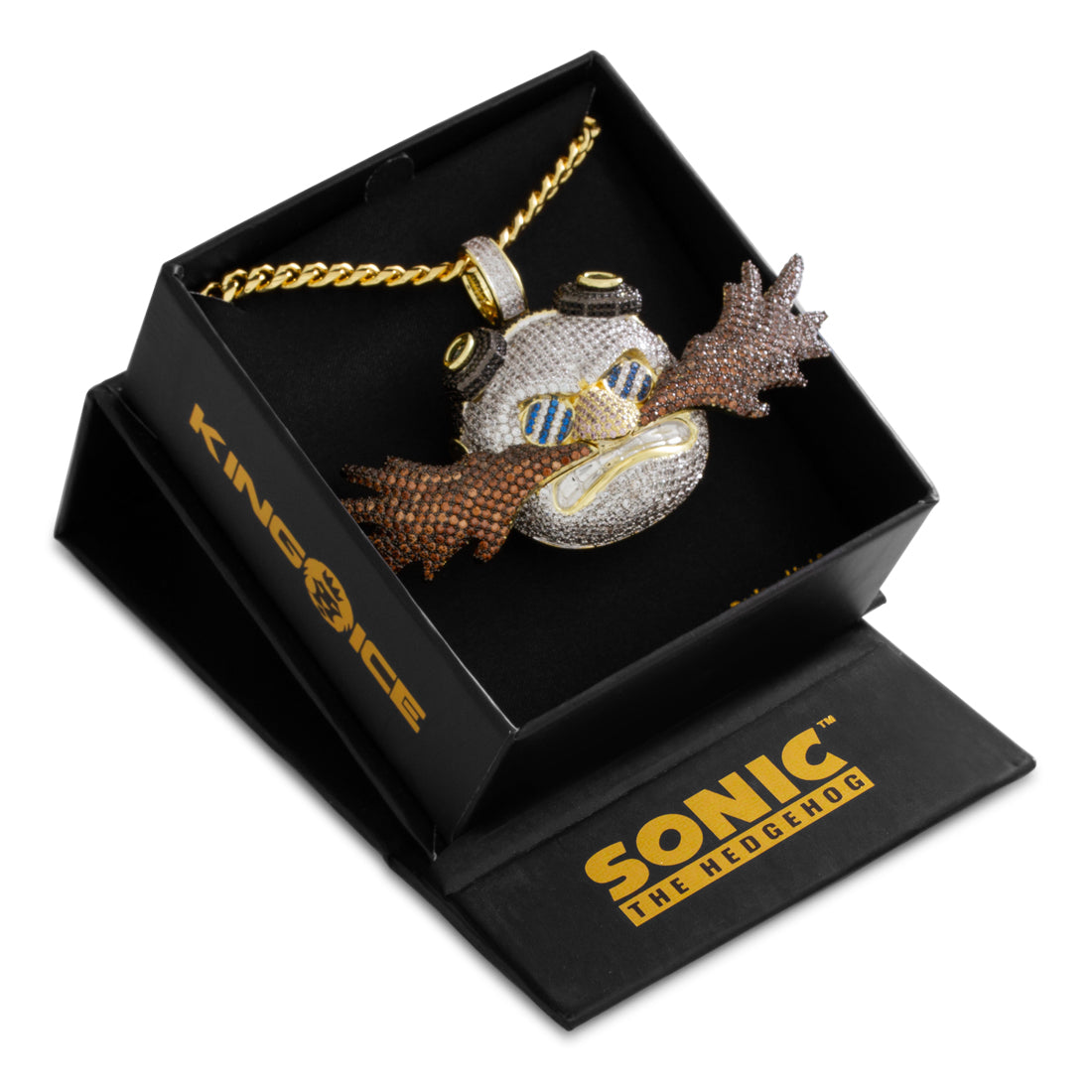 Sonic the Hedgehog x King Ice - Dr. Eggman Necklace  in  Gold Plated / 14K Gold / 2.1" by King Ice