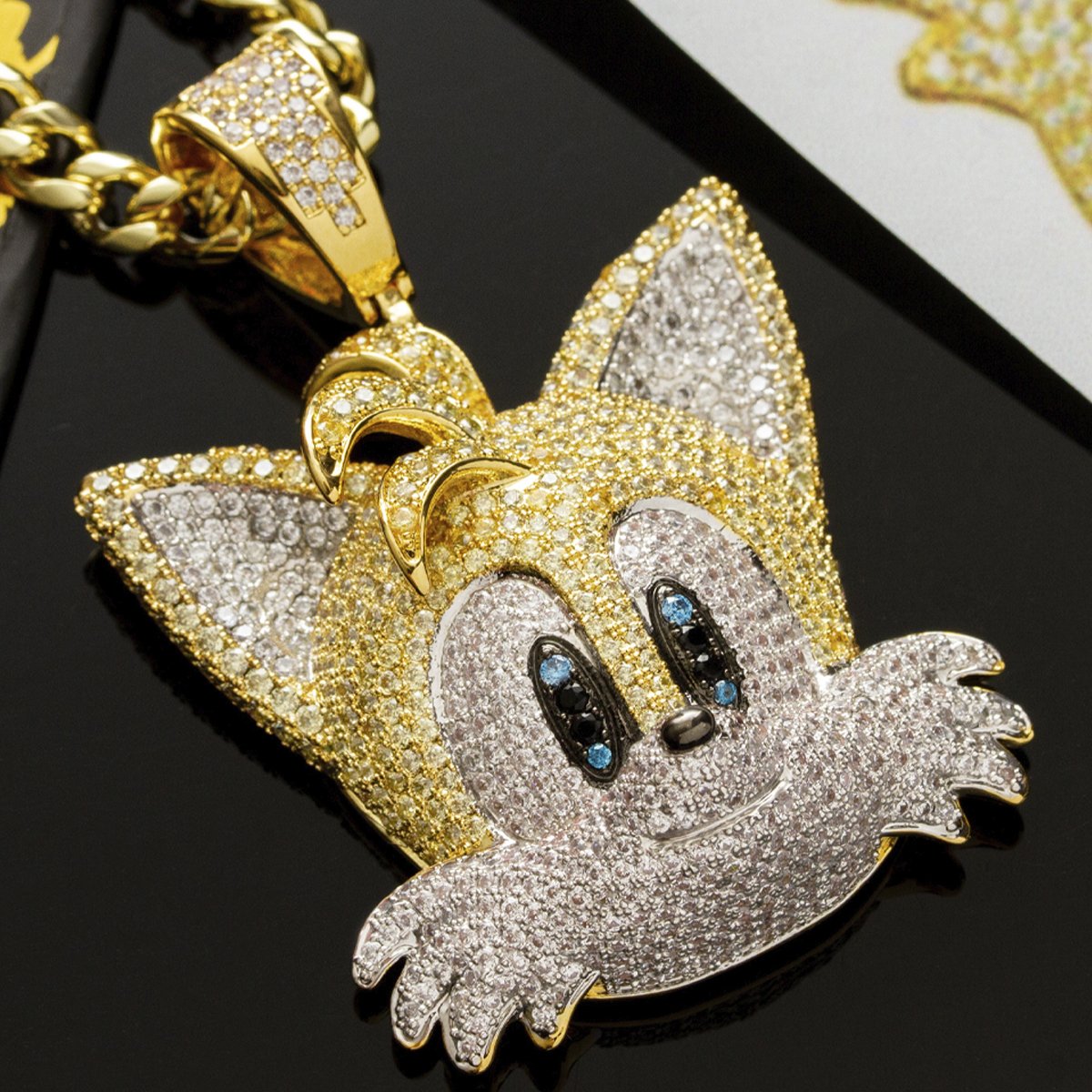 Sonic the Hedgehog x King Ice - Tails Necklace  in  14K Gold / 2.4" by King Ice