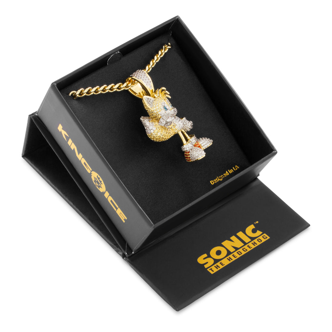 Sonic the Hedgehog x King Ice - Flying Tails Necklace  in  14K Gold / 2.2" by King Ice