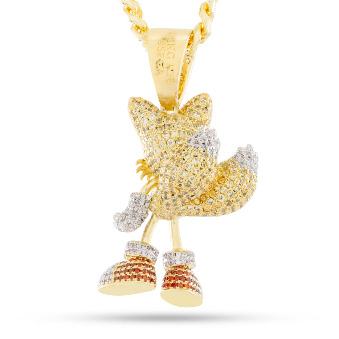 Sonic the Hedgehog x King Ice - Flying Tails Necklace  in  14K Gold / 2.2" by King Ice