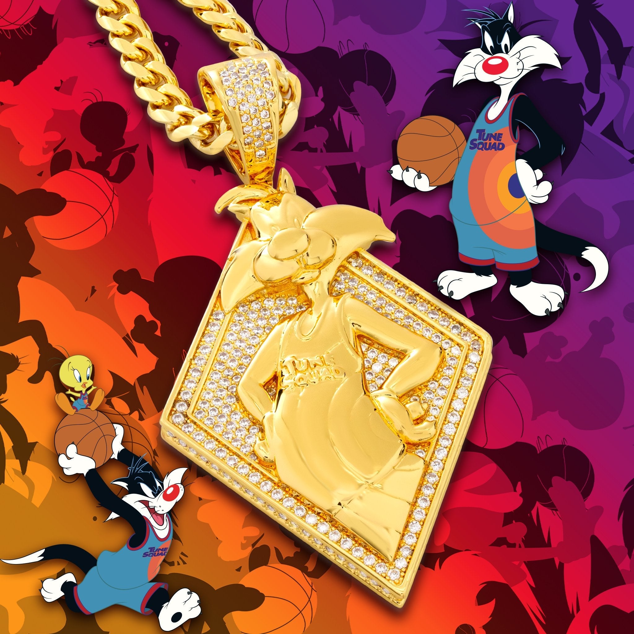 Space Jam x King Ice - Sylvester the Cat Necklace  in  by King Ice