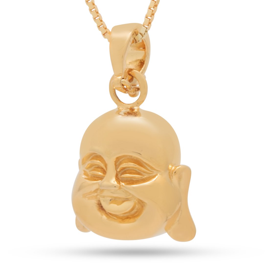 Sterling Silver Buddha of Perception Necklace  in  14K Gold / 1.1" by King Ice