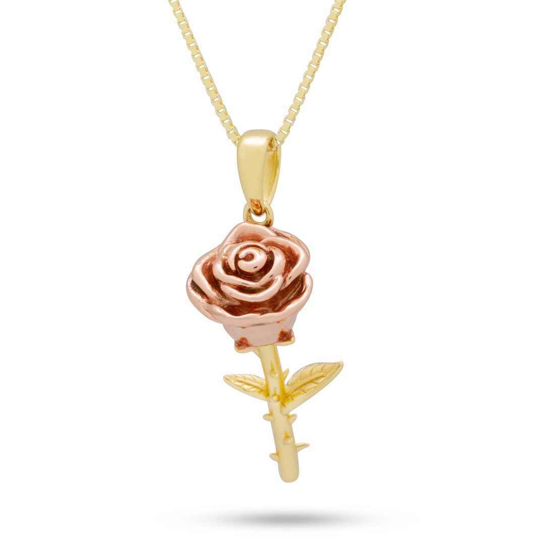 Sterling Silver Roses are Red Necklace  in  14K Gold / 1.6" by King Ice