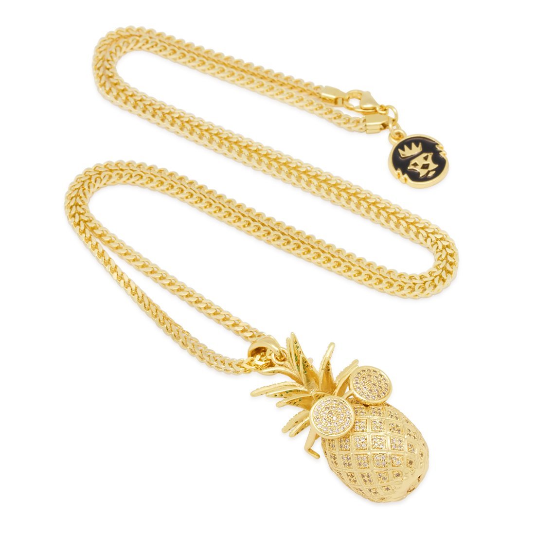 Stunnin' Pineapple Necklace  in  14K Gold / 1.9" by King Ice