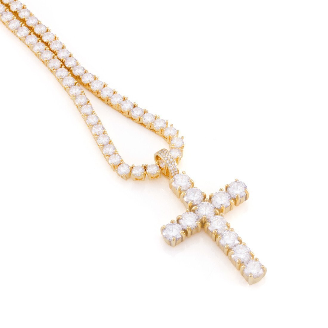 Tennis Cross Necklace  in  by King Ice