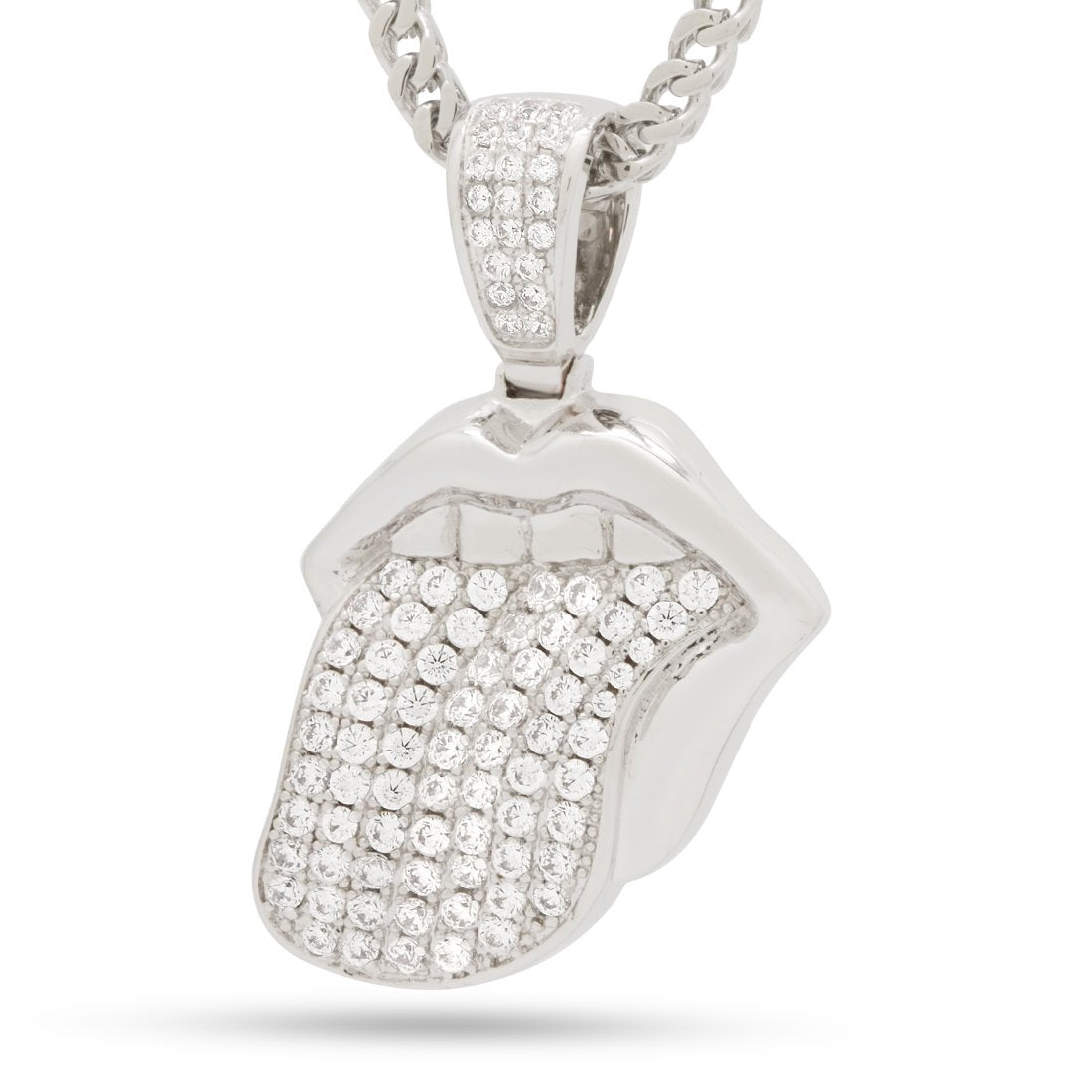 Tongue of Desire Necklace  in  White Gold / 1.9" by King Ice