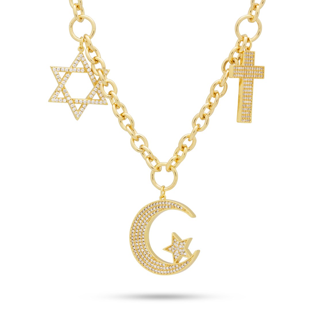 Unity Chain of Abraham Necklace  in  14K Gold / 1.3" by King Ice