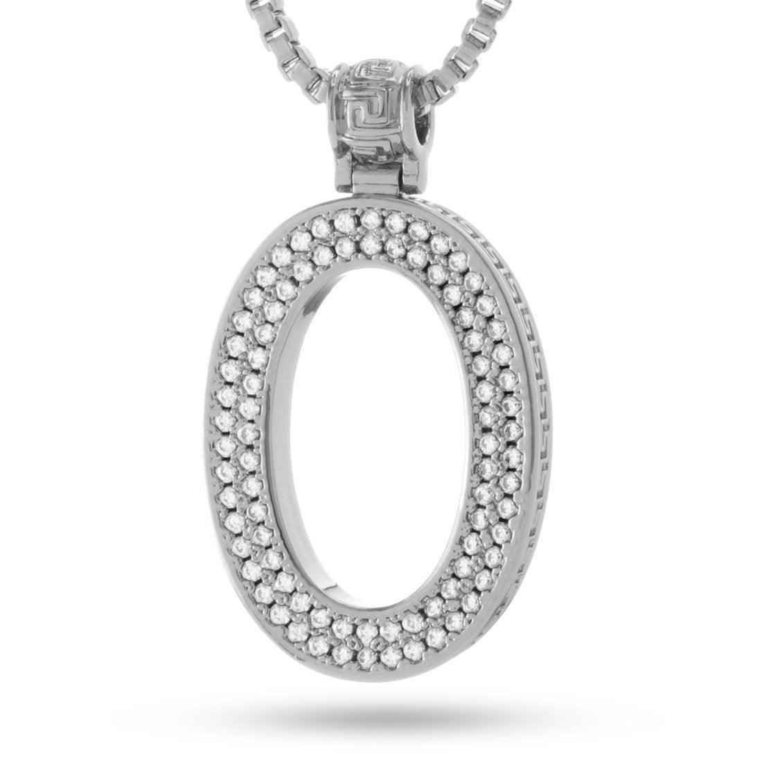 White Gold Letter "O" Necklace  in  White Gold / 1.6" by King Ice