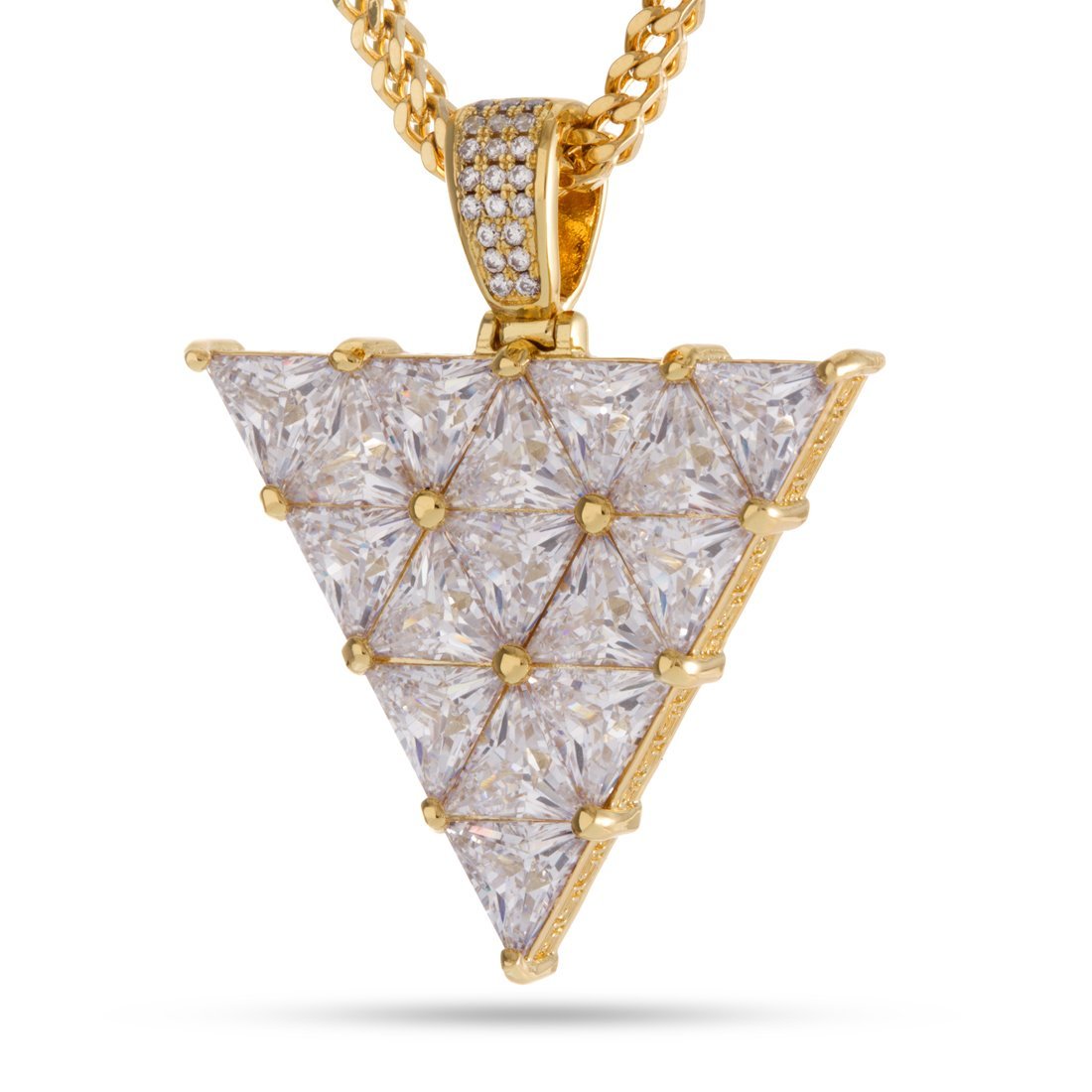 White Trinus Necklace  in  14K Gold / 1.7" by King Ice