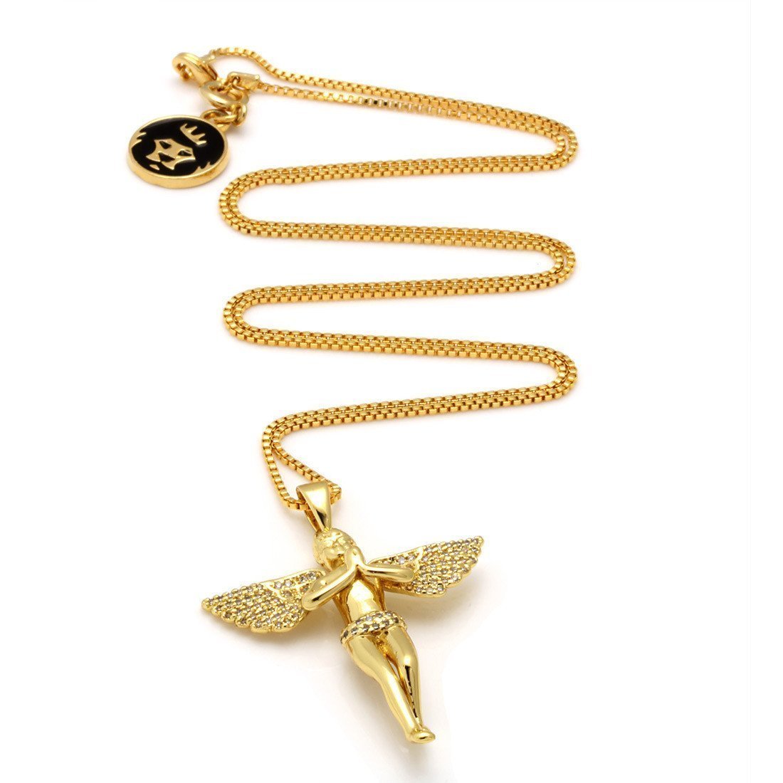 Wings Spread Angel Necklace  in  14K Gold / 1.7" by King Ice