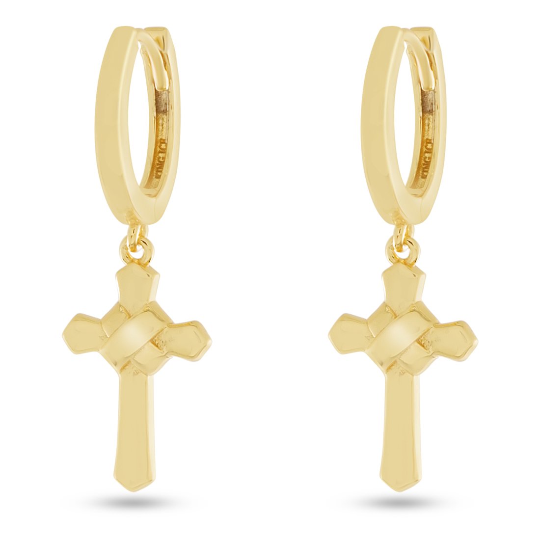 Wrapped Cross Earrings  in  Sterling Silver / 14K Vermeil / 1.2" by King Ice