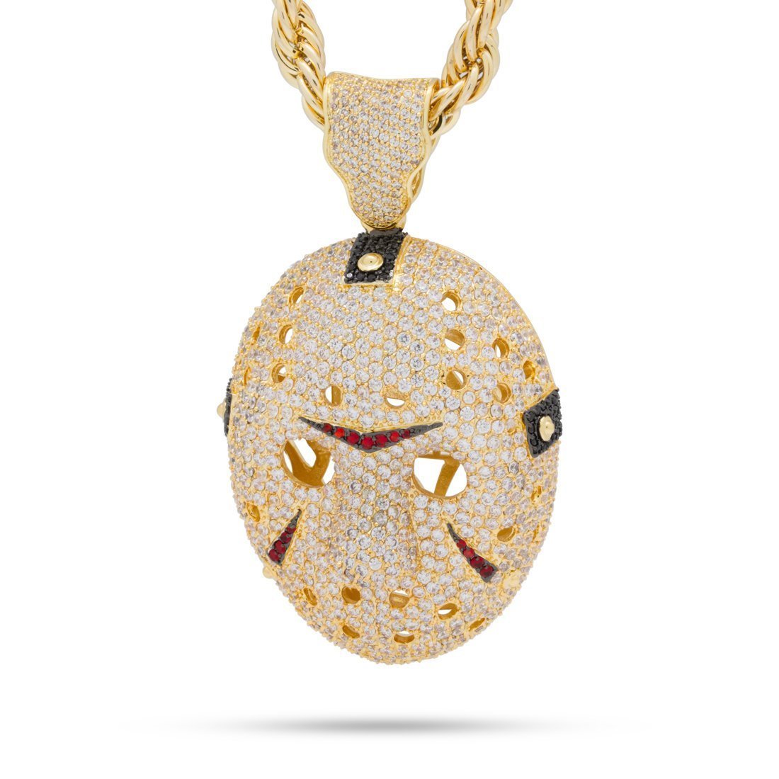 XL Hockey Mask Necklace  in  14K Gold / 3.7" by King Ice