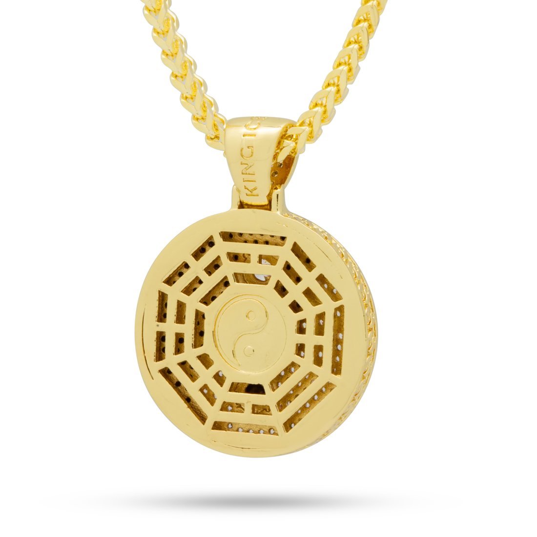 Yin Yang Medallion Necklace  in  14K Gold / 1.3" by King Ice